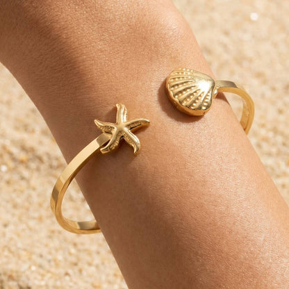 Starfish And Shell Cuff Bracelet