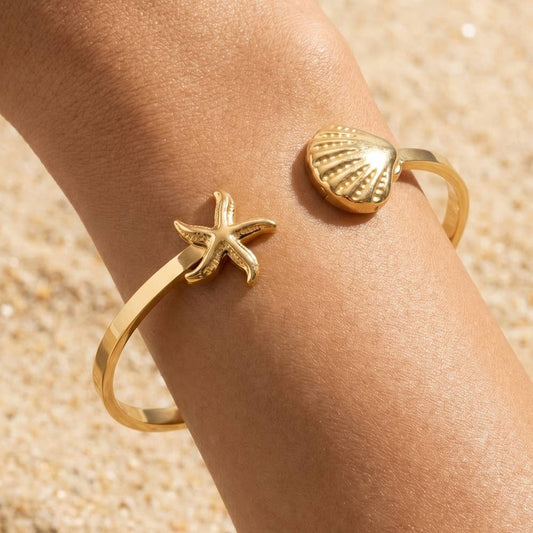 Starfish And Shell Cuff Bracelet