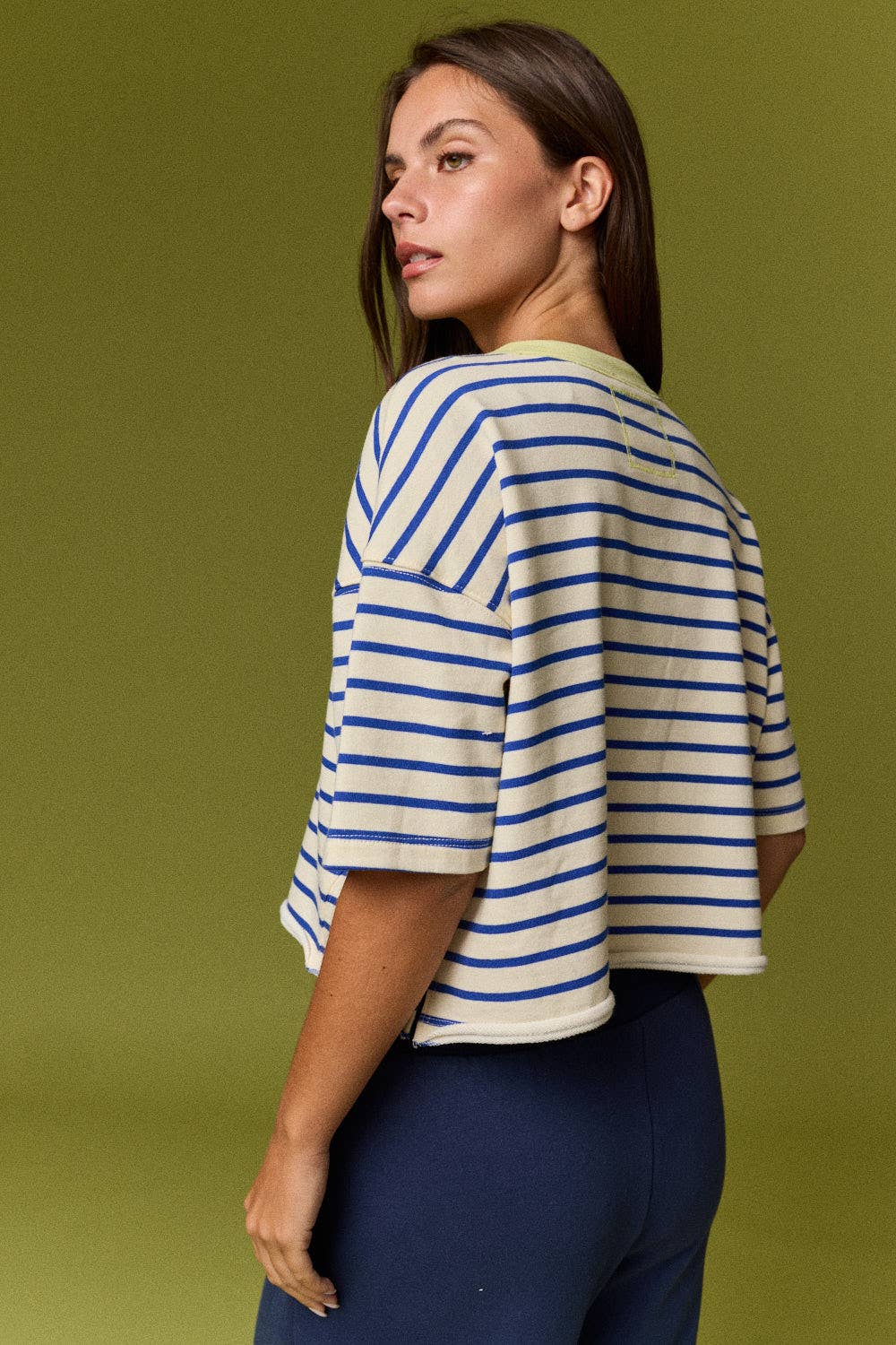 Henley Neck Stripe Top