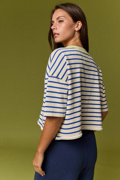 Henley Neck Stripe Top