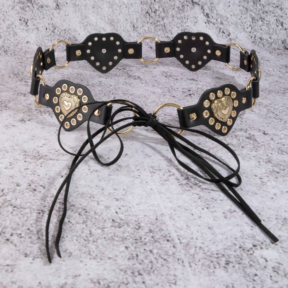 Heart Leather Chain Belt