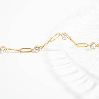 Rhinestone Paperclip Chain Bracelet