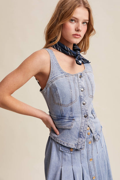 Denim Corset Vest Top