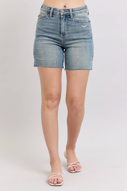 The Avery Vintage Wash Side Slit Shorts