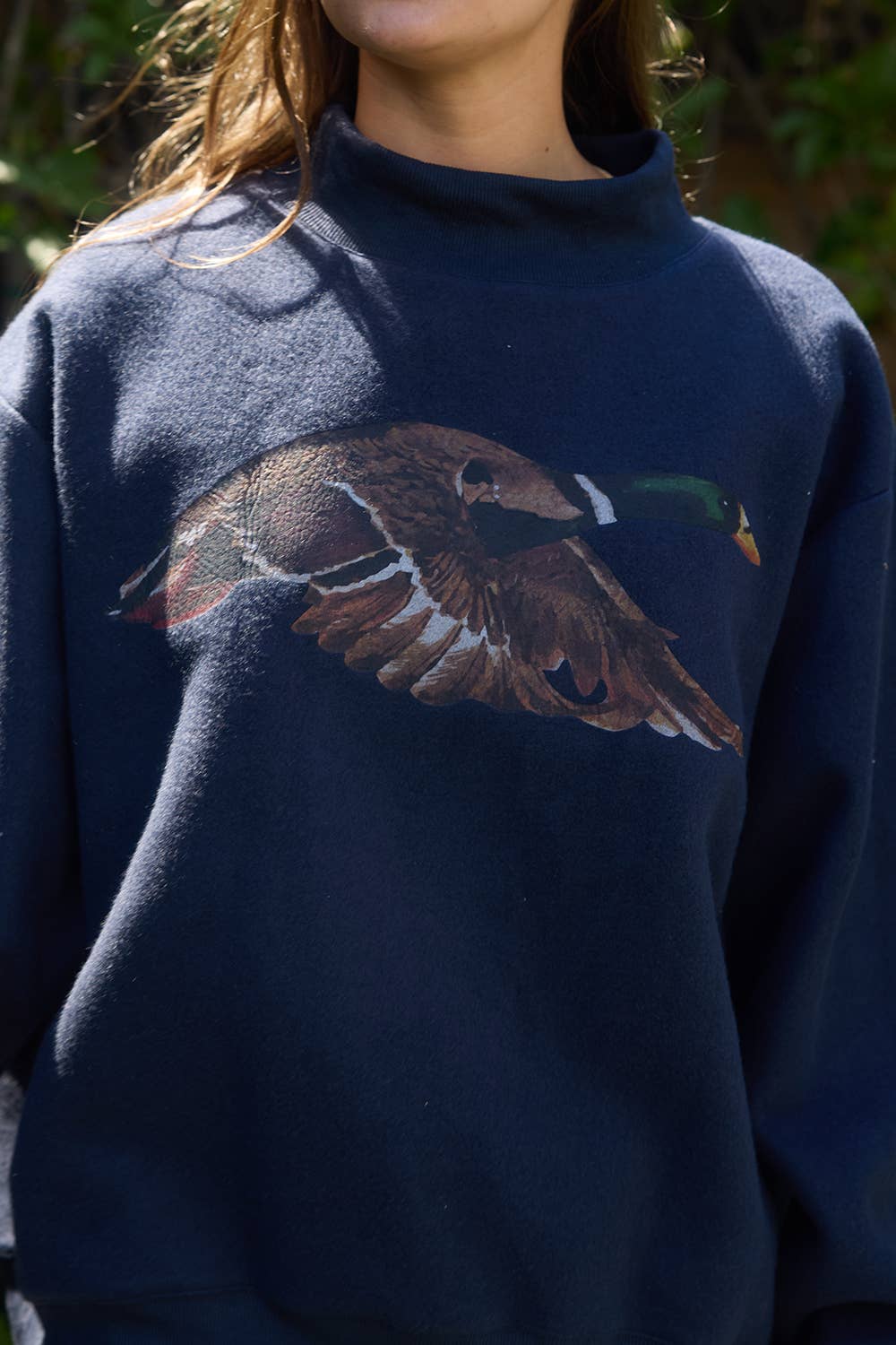Reversible 'Lucky & Mallard' Mock-Neck Sweatshirt