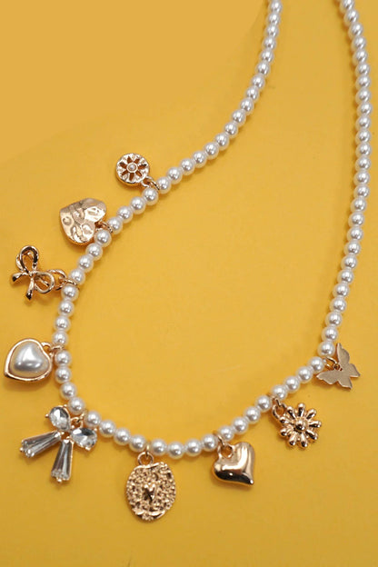 Pearl Multi Charm Necklace