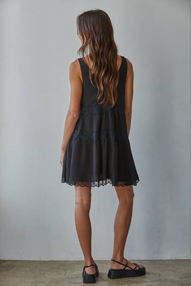 Woven V-Neck Mini Dress