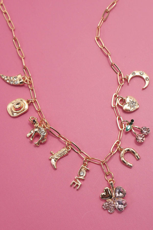Pink Cowgirl Charm Necklace