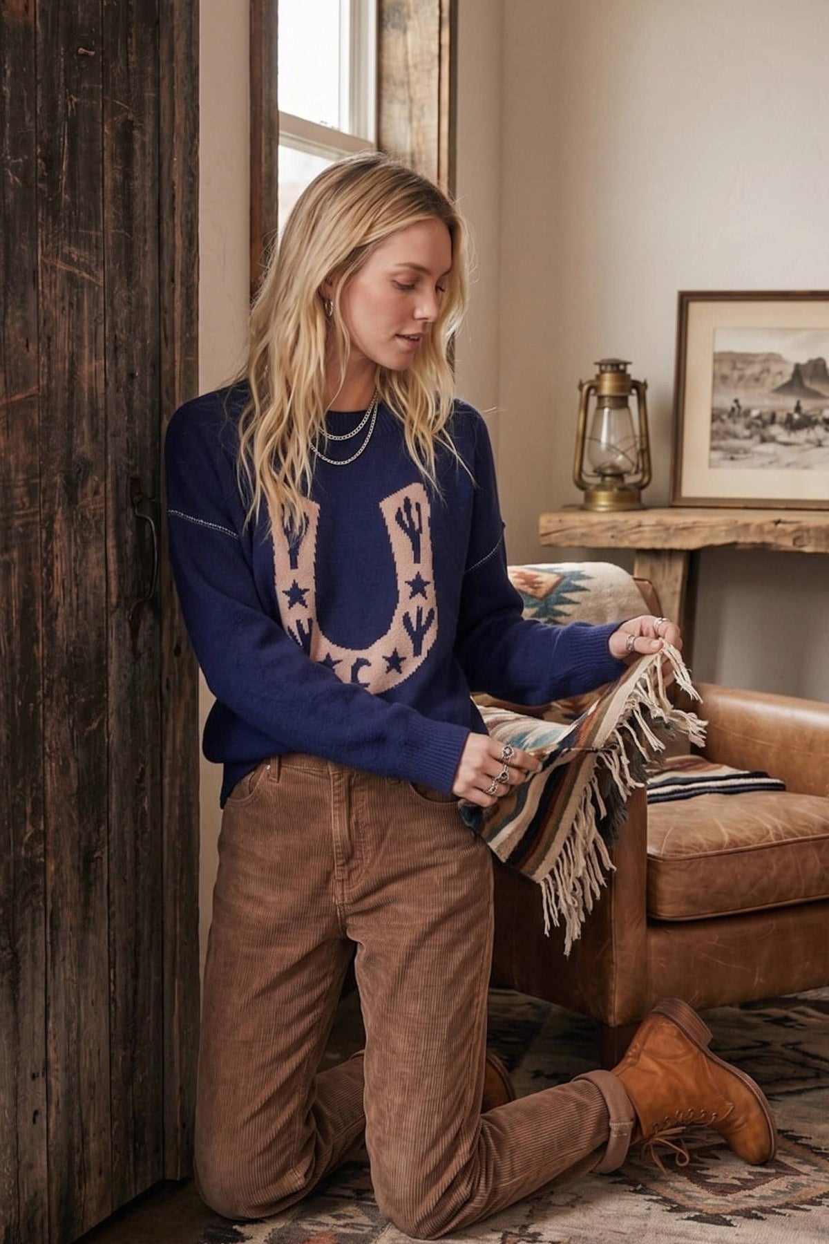 Western Horseshoe Knit Sweater