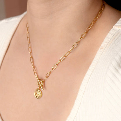 Paperclip Compass Necklace