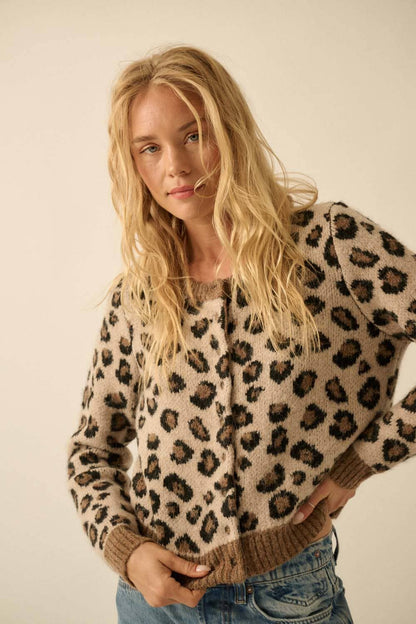 Leopard Button-Front Cardigan