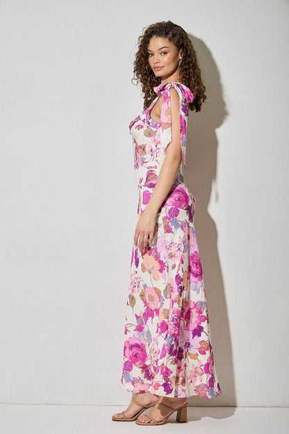 Romantic Vintage Floral Summer Midi Dress