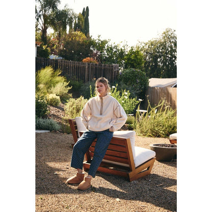 CABIN GINGHAM TRIM FLEECE HALF-ZIP PULLOVER