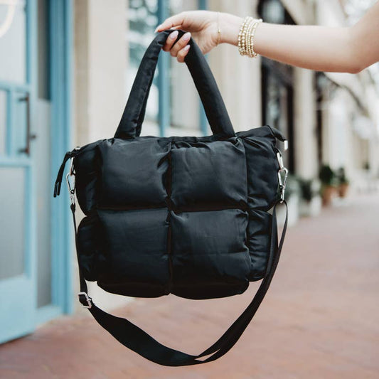 Black Mini Puffer Tote Bag