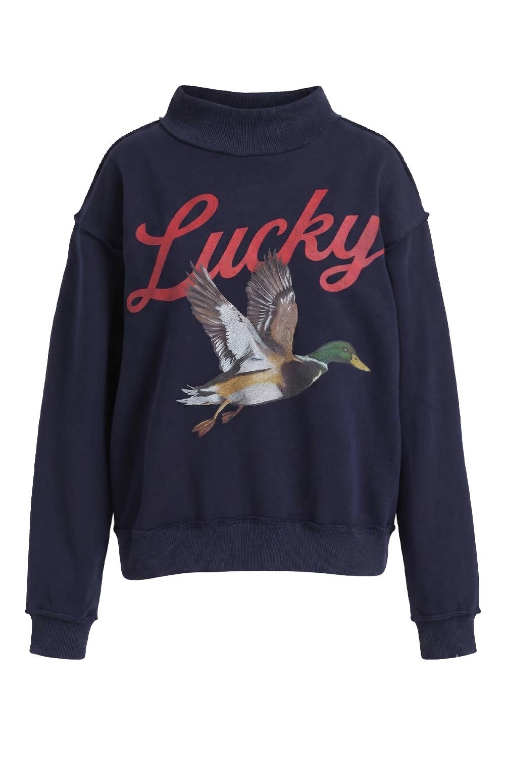 Reversible 'Lucky & Mallard' Mock-Neck Sweatshirt