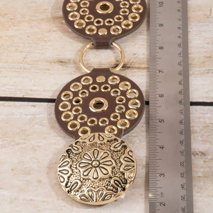 Studded Disc Floral Concho Chain Belt