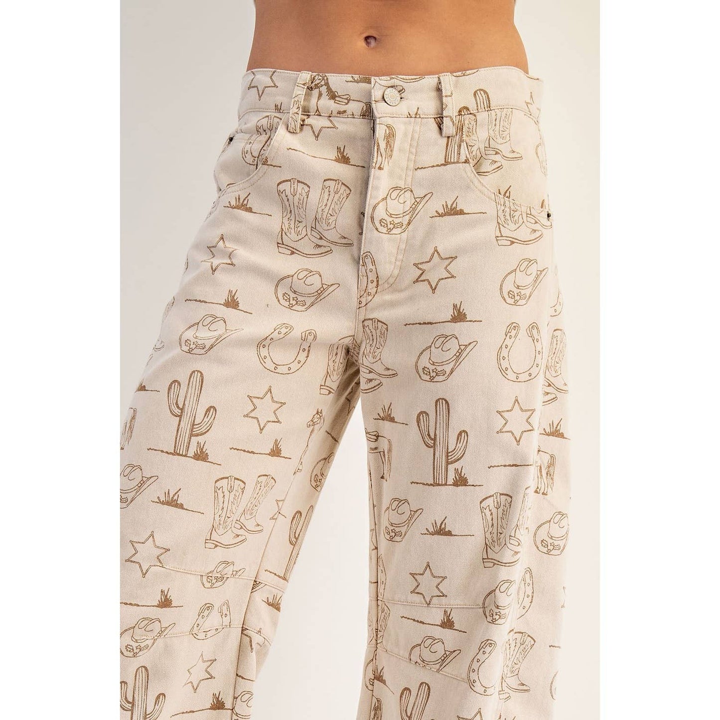 Western Barrel Leg Jeans