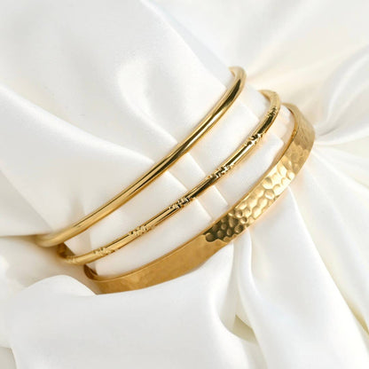 Slim Gold Cuff Bracelets - 3 piece set