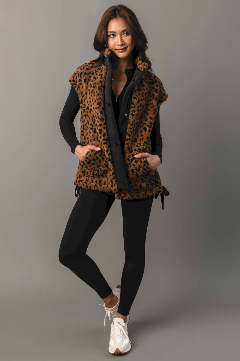 Brown & Black Leopard Fleece Vest