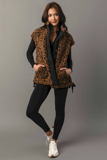Brown & Black Leopard Fleece Vest