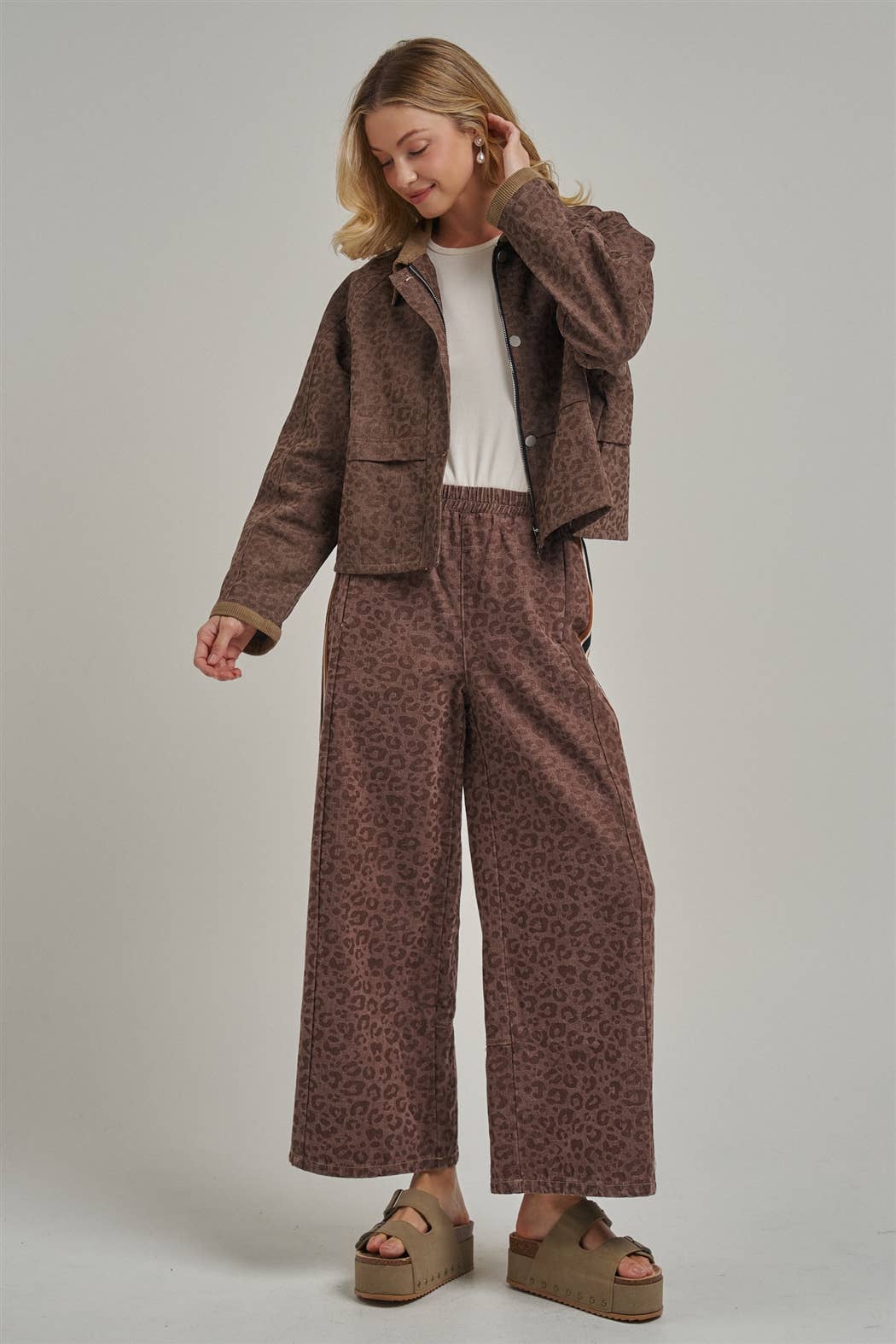 FALL VINTAGE LEOPARD WIDE LEG PANTS