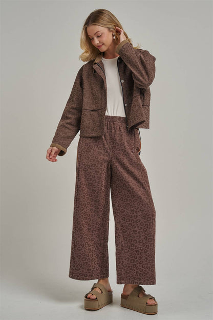FALL VINTAGE LEOPARD WIDE LEG PANTS