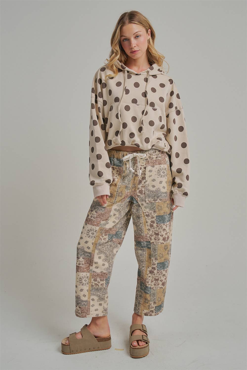 Mid-Rise Casual Mixed Print Pants