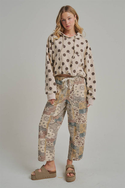 Mid-Rise Casual Mixed Print Pants