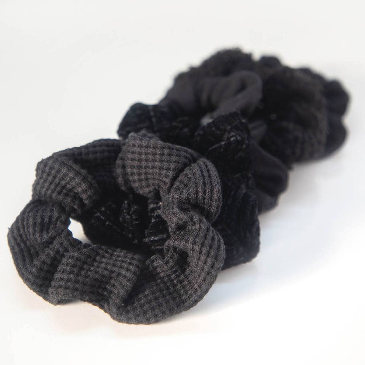 Assorted Textured Scrunchies 5pc - Black