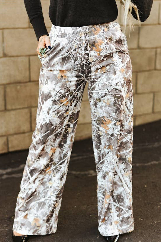 Camo Printed Wide Leg Pants