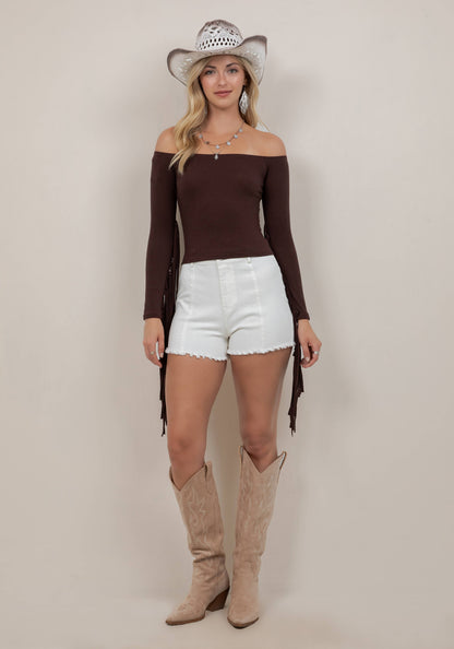 Off The Shoulder Fringe Top