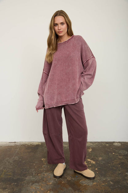 Smocked Waist Barrelled Sweatpants