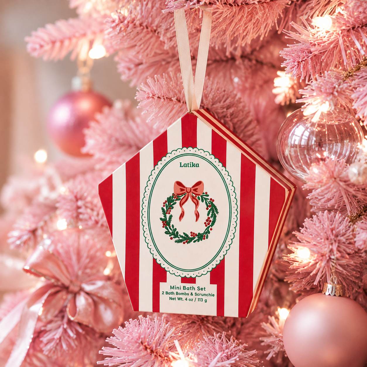 Christmas Bath Bomb Gift Set - Wreath Stocking Stuffer Box