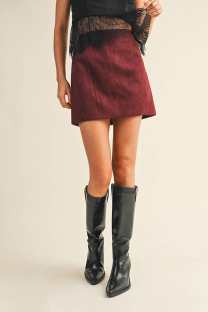 Fitted Suede Mini Skirt