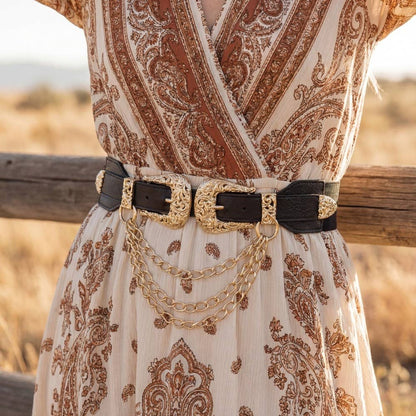 Double Buckle Chain Belt
