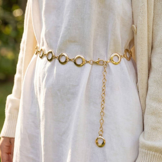 Circle Cutout Disc Chain Belt
