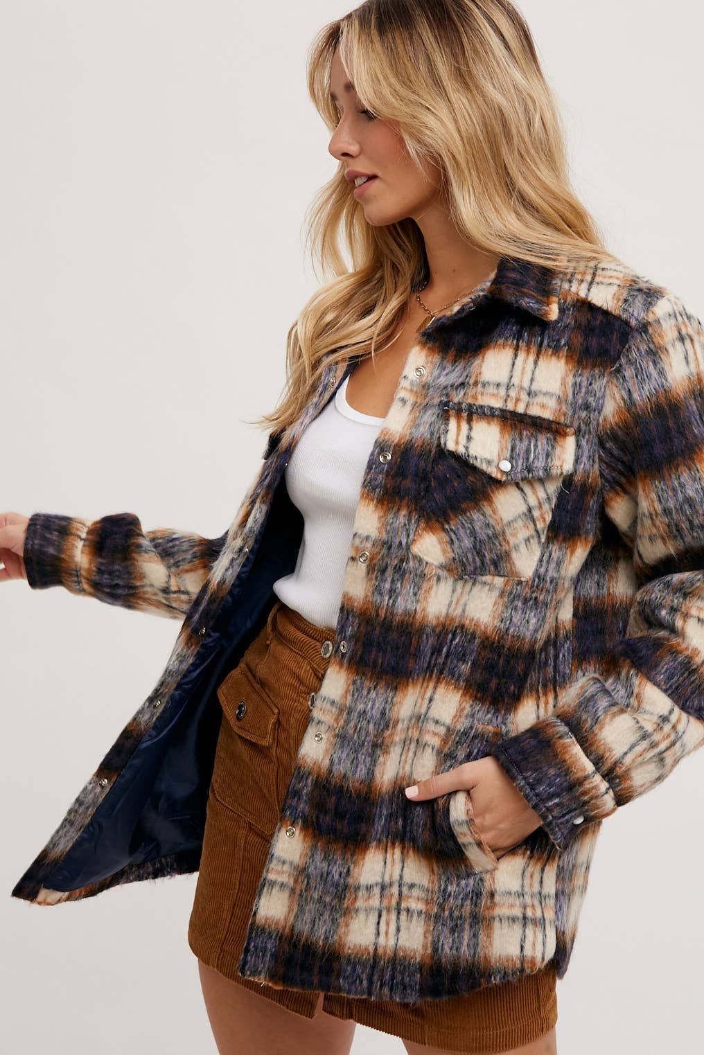 Brushed Flannel Plaid Shacket