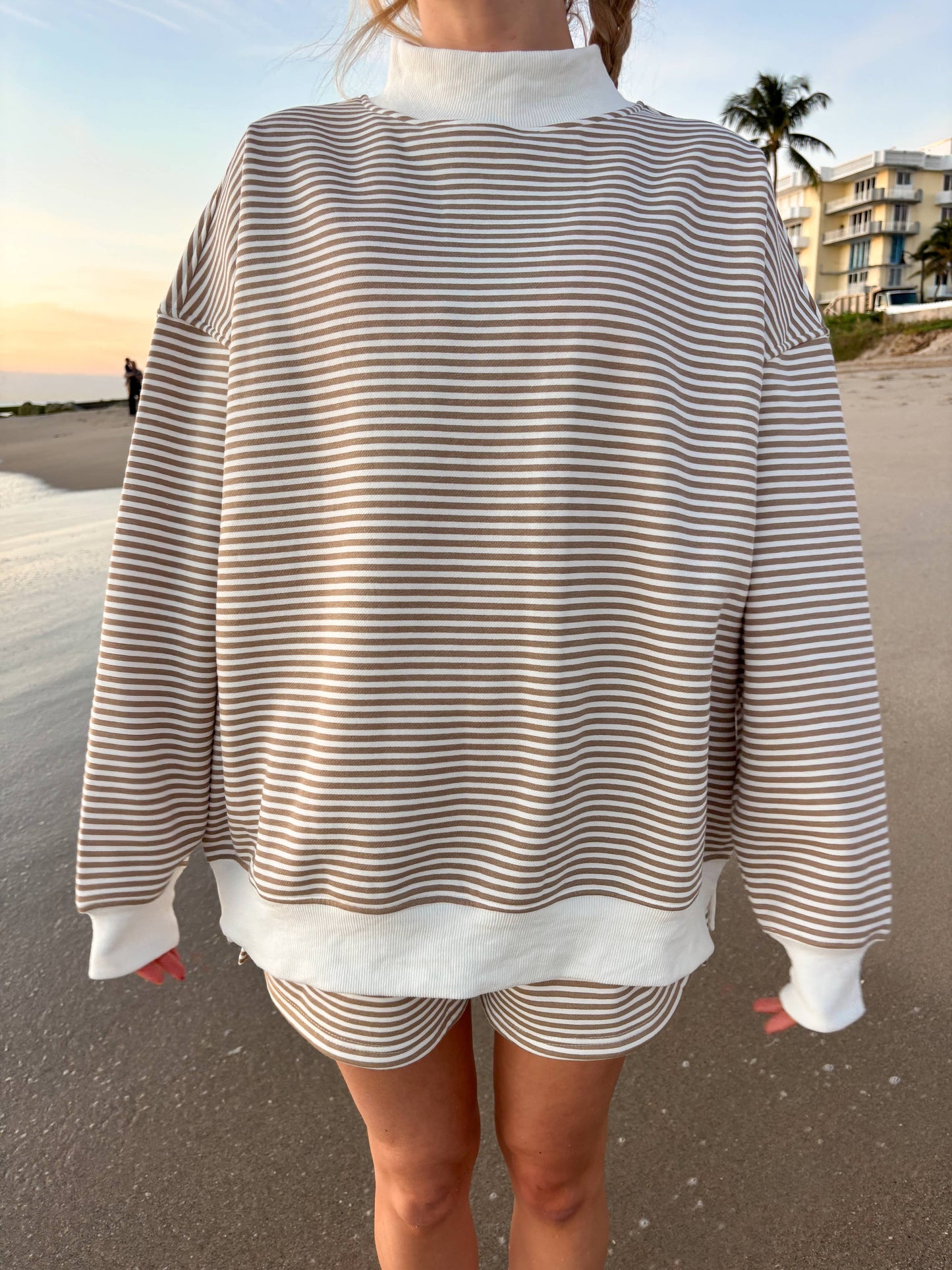 Striped Mockneck Sweatshirt
