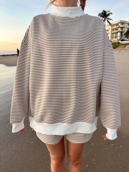Striped Mockneck Sweatshirt