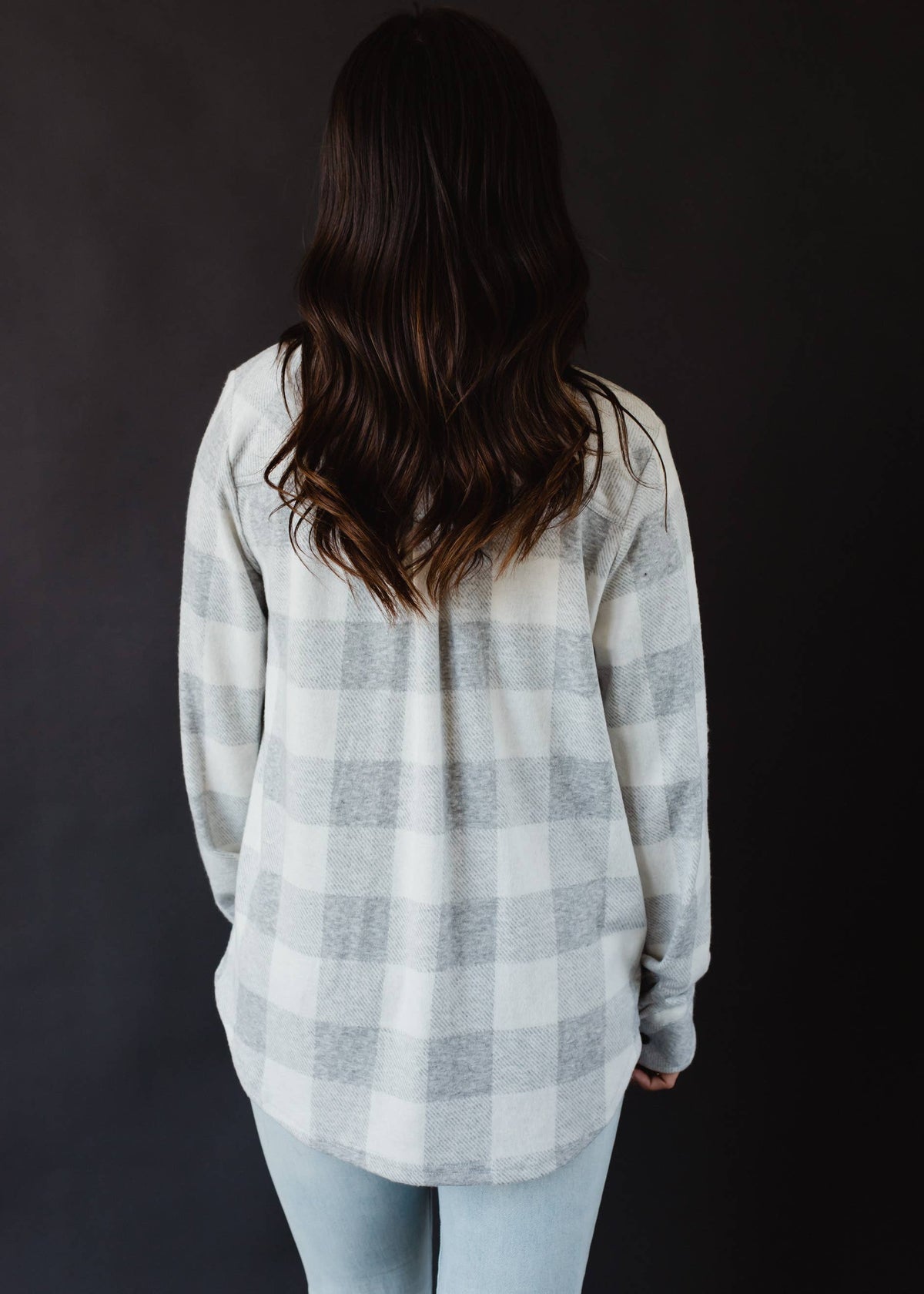 Gray & White Plaid Button Up