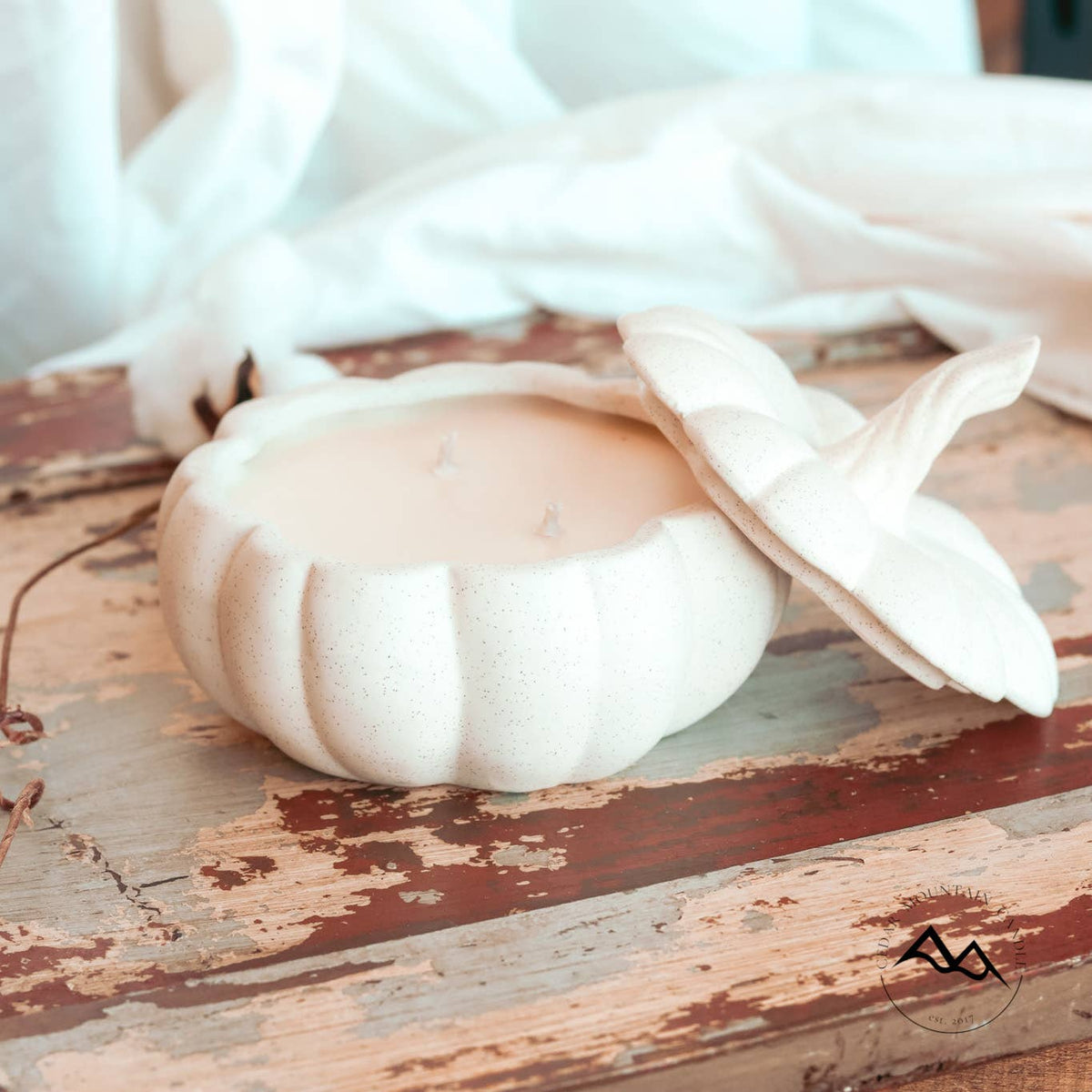 Ceramic Pumpkin Soy Candle with Lid