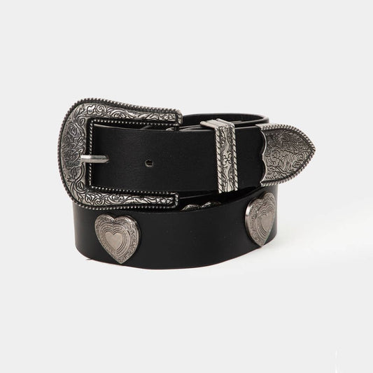 Western Etched Flower Heart Belt