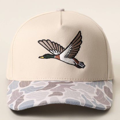 Flying Mallard Embroidered Camo Brim Trucker Hat