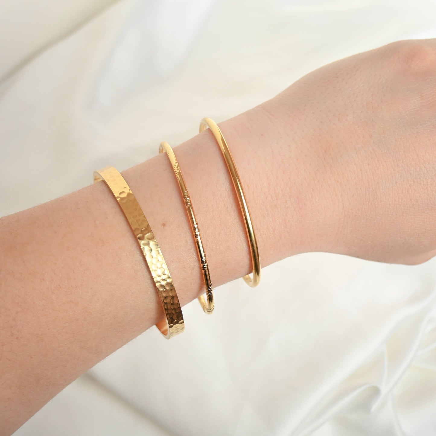 Slim Gold Cuff Bracelets - 3 piece set