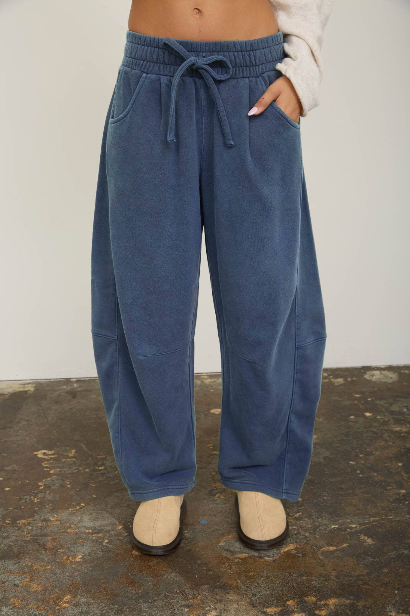 Smocked Waist Barrelled Sweatpants