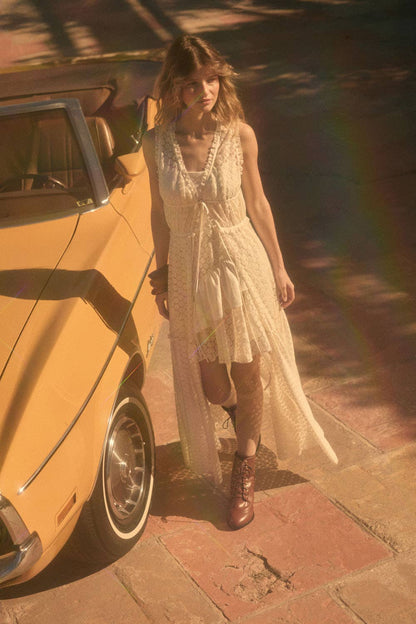 Crochet Lace Tie Maxi Top