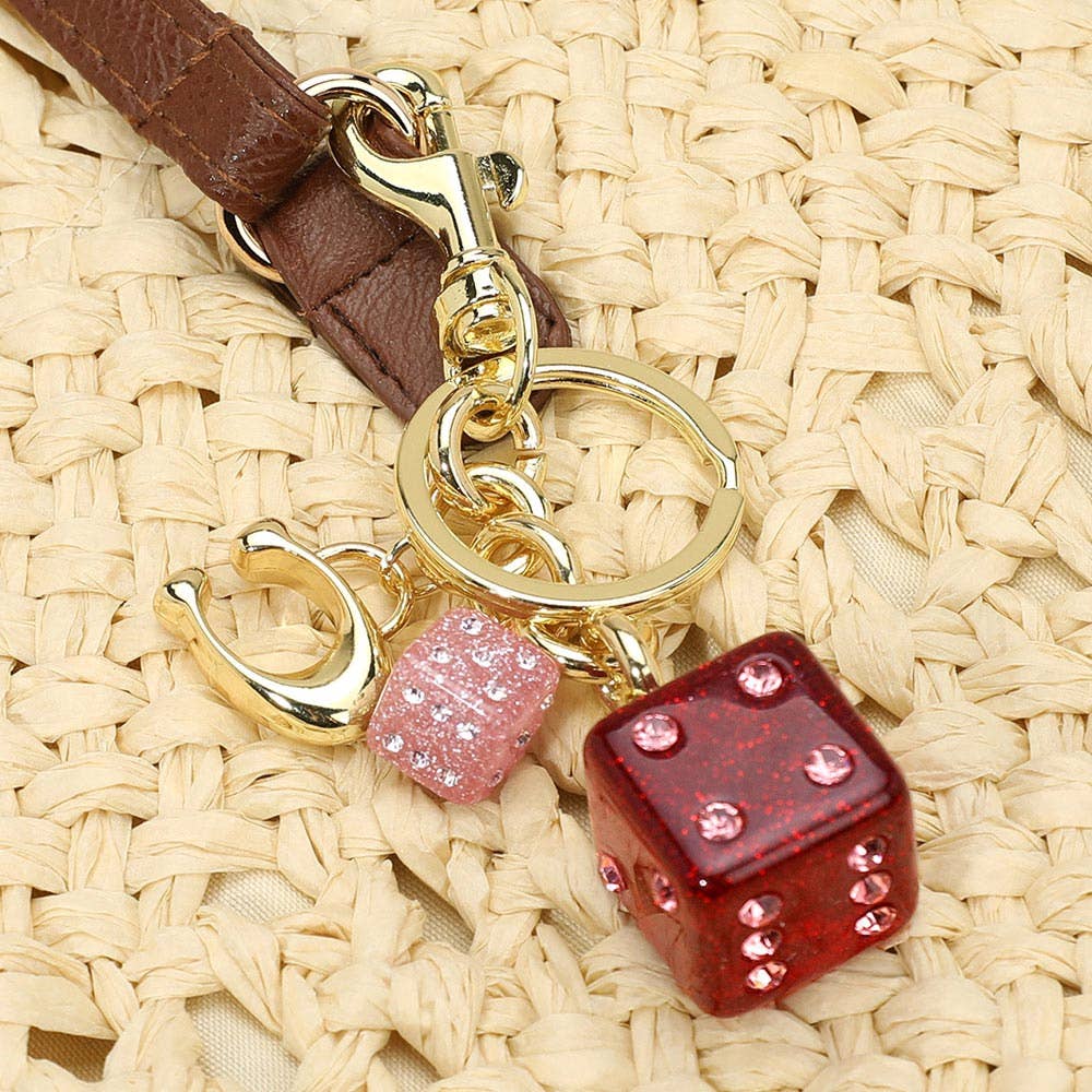 Glittered Double Dice Keychain / Bag Charm