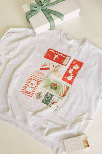 Merry And Bright Match Box Graphic Sweatshirt