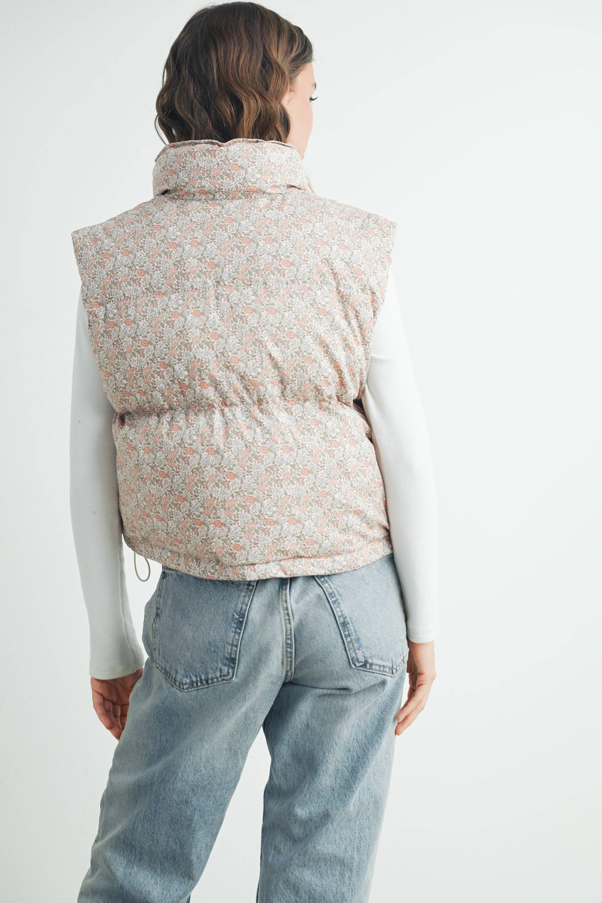 Floral Crop Puffer Vest