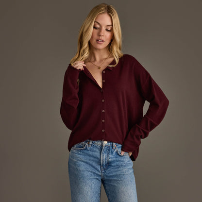 Burgundy Button Up Cardigan